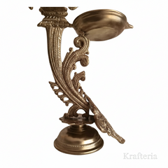 Traditional Hanging Peacock Oil Lamp for Home Temple & Festive Decor   Brass Artwork