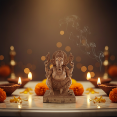 Handcrafted Lord Ganesh Idol with Crown | Decorative Spiritual Art
