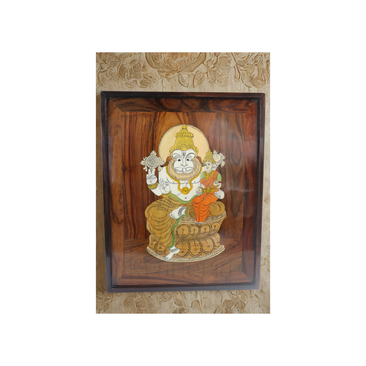 Rosewood Inlay of Lord Lakshmi Narasimha Swamy – Handcrafted Devotional Art
