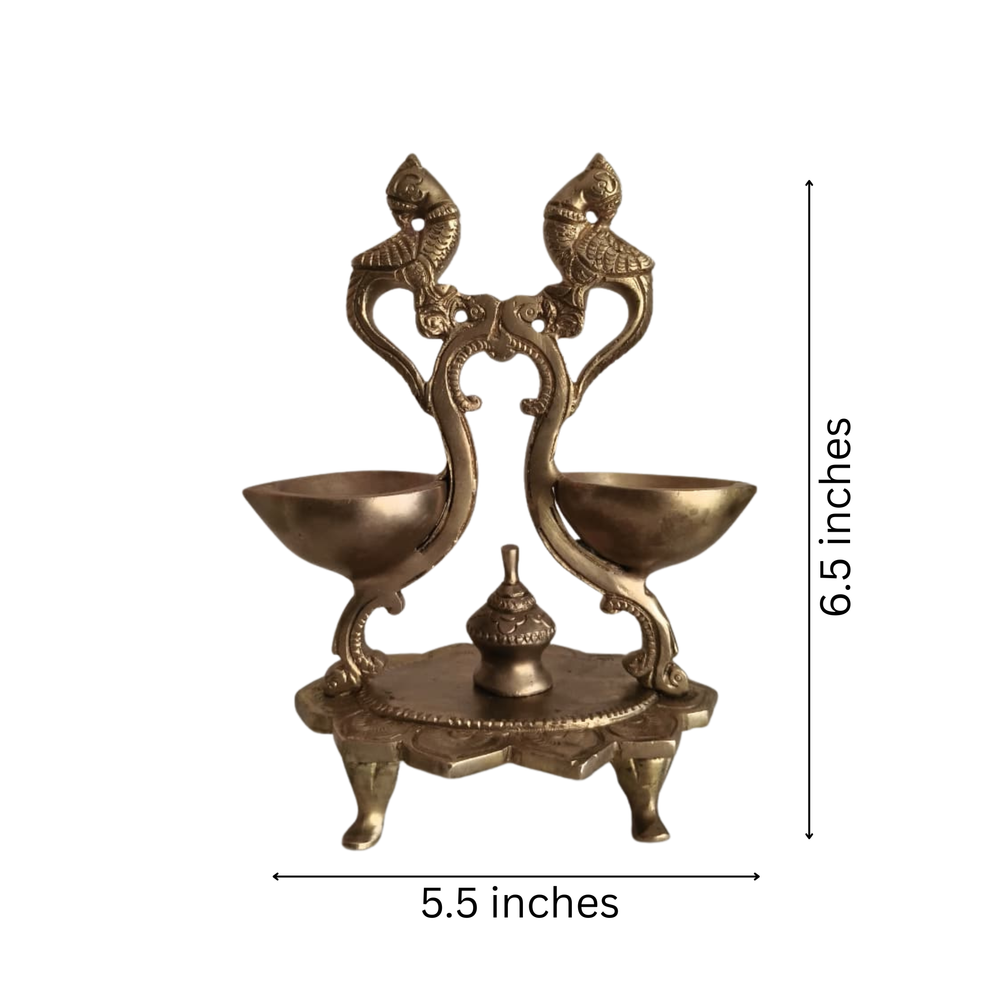Handcrafted Brass Peacock Altar Diya – Royal Mayil Lamp on Lotus Pedestal   Brass Artwork