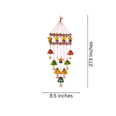 Vibrant Rajasthani Ganesh and Bell Wind Chime Wall Hanging