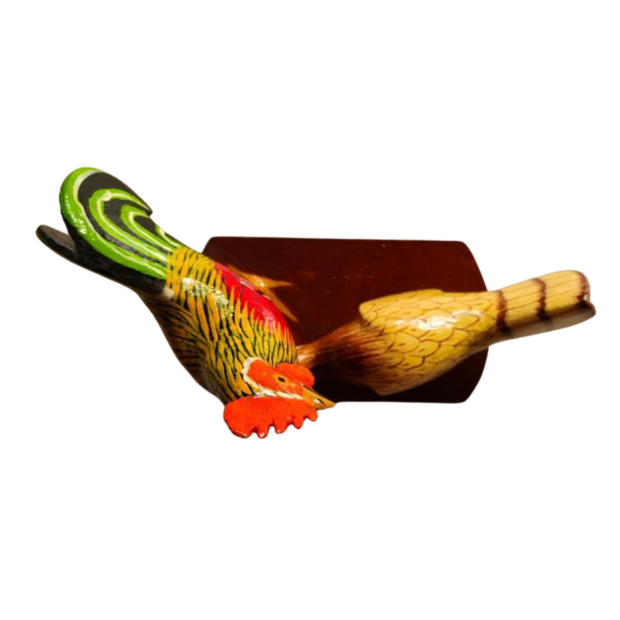 Traditional Indian folk art Nirmal rooster and hen toy set