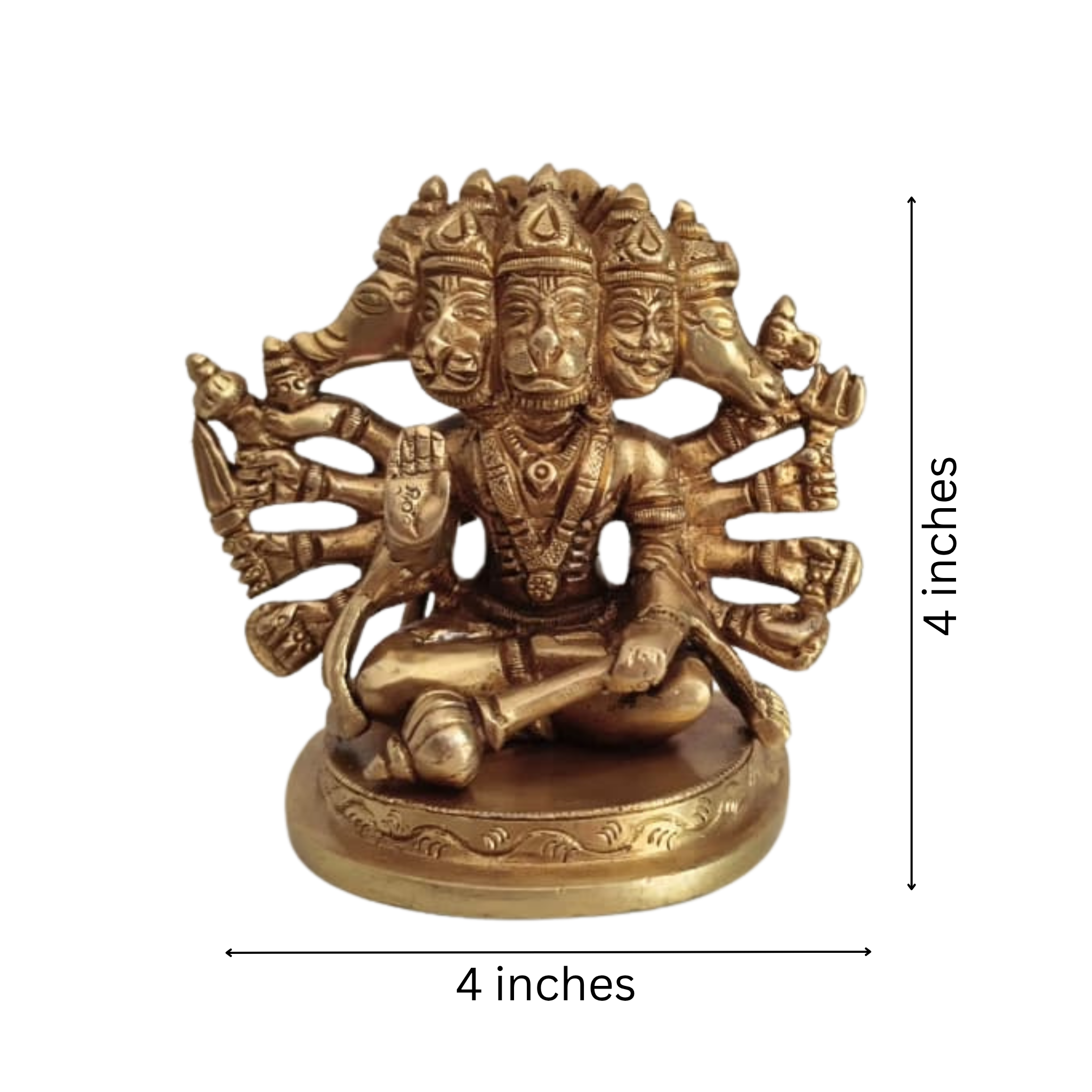 Brass Panchmukhi Hanuman Idol – Five-Faced Protector for Strength and Victory