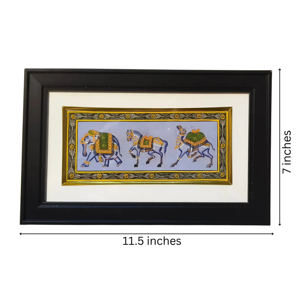 Regal Procession of the Royal Steeds – A Rajasthani Miniature   Paintings