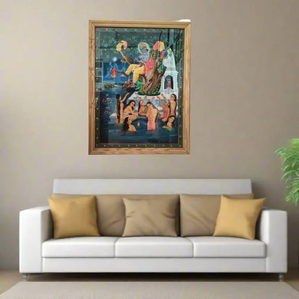 Vastra Haran - Lord Krishna and the Gopis at the Yamuna   Paintings