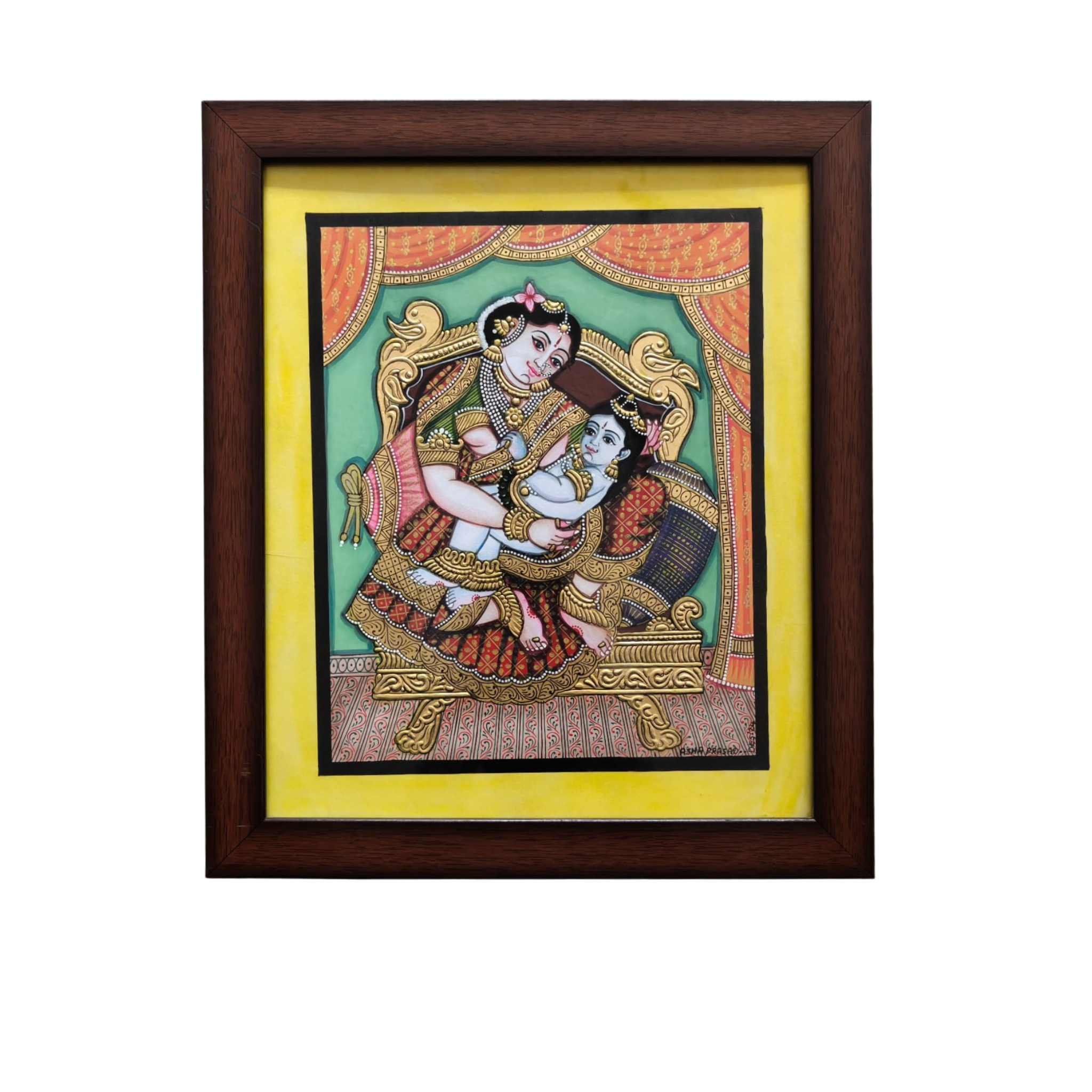 Mysore Yashodha With Krishna Painting | 22KT Gold Leaf