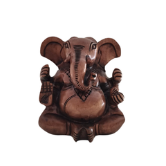 Decorative Wooden Ganesh in Seated Position | Handmade Religious Figurine