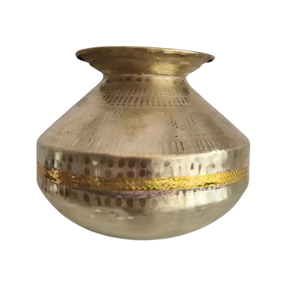 Solid brass ritual vessel for temple and festive décor