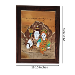 Shiva Parvati on Mount Kailash – Rosewood Inlay Artwork