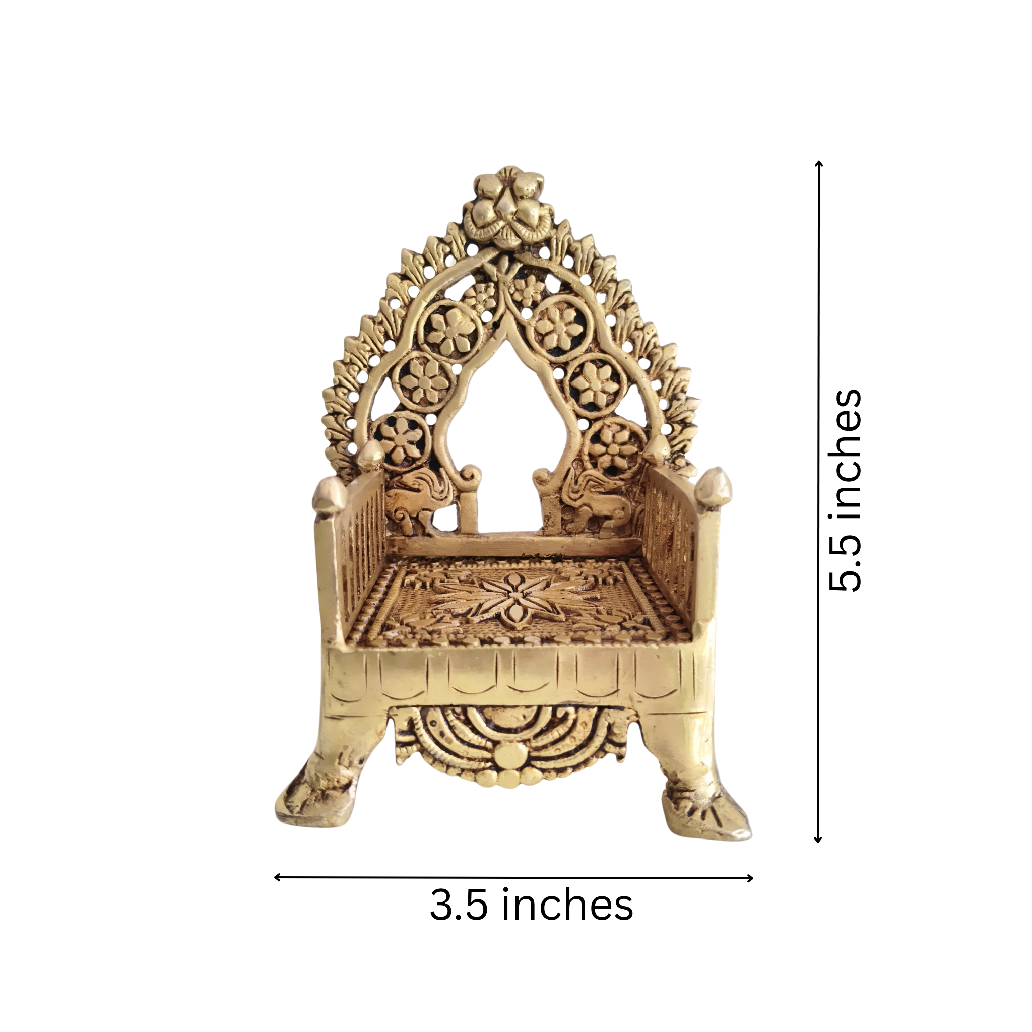 Brass Miniature Throne – Handcrafted Traditional Indian Simhasana for Idols