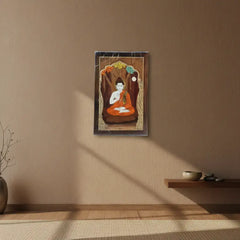 Divine Buddha Photo Frame in Rosewood Inlay – Ethnic Spiritual Wall Decor Arun