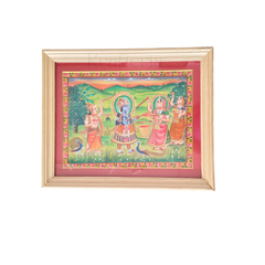 Vrindavan in Bloom - Krishna’s Holi Revelry Miniature Painting