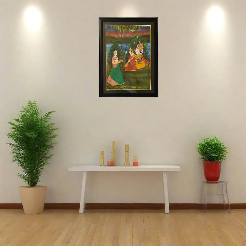 Pahari Miniature - A Moment of Bliss Miniature Painting   Paintings