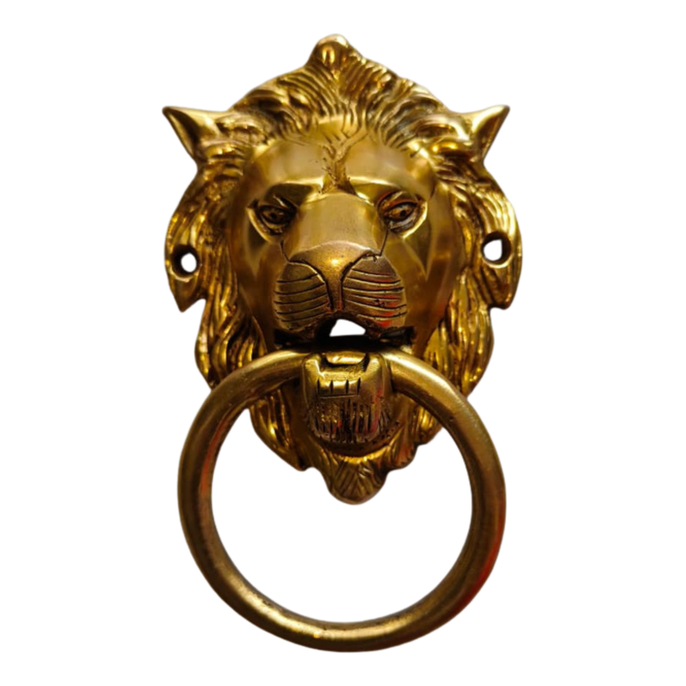 Handcrafted Brass Lion Head Door Knocker – Vintage Wall Décor Accent   Brass Artwork