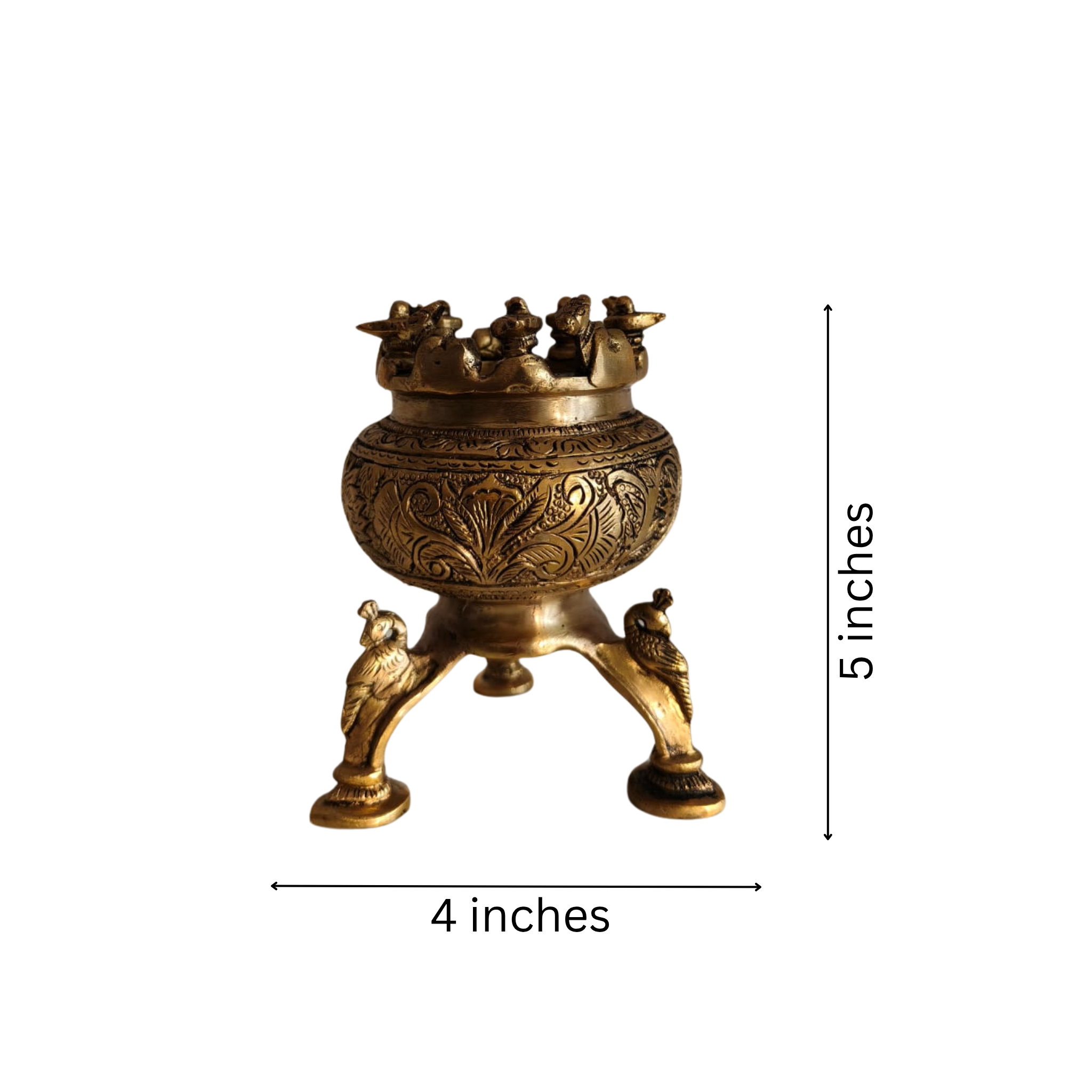Brass Incense Burner / Dhoop Dani with Deity Figures | Traditional Pooja Decor