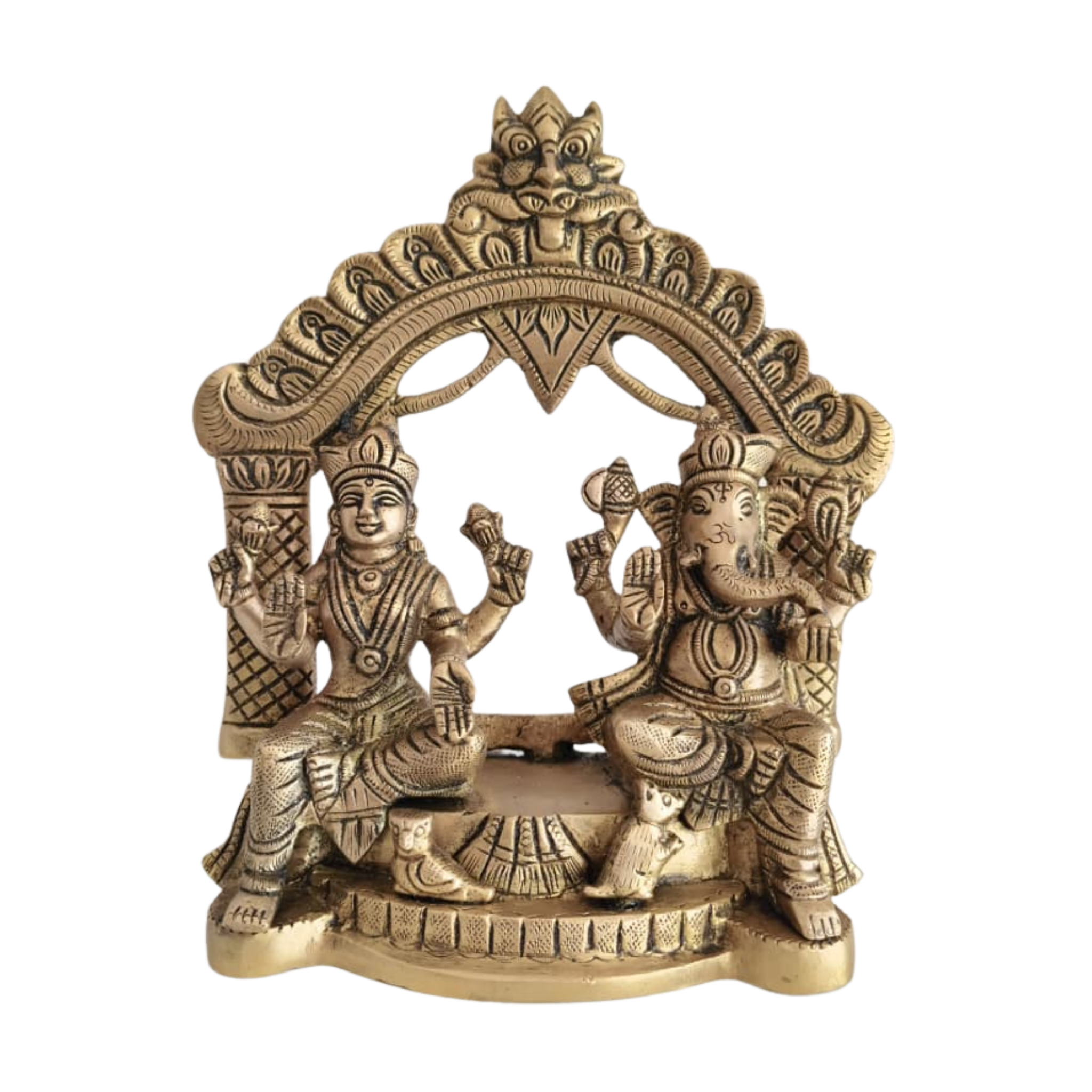 Brass Lakshmi and Ganesha Idol under Archway | Prabhavali