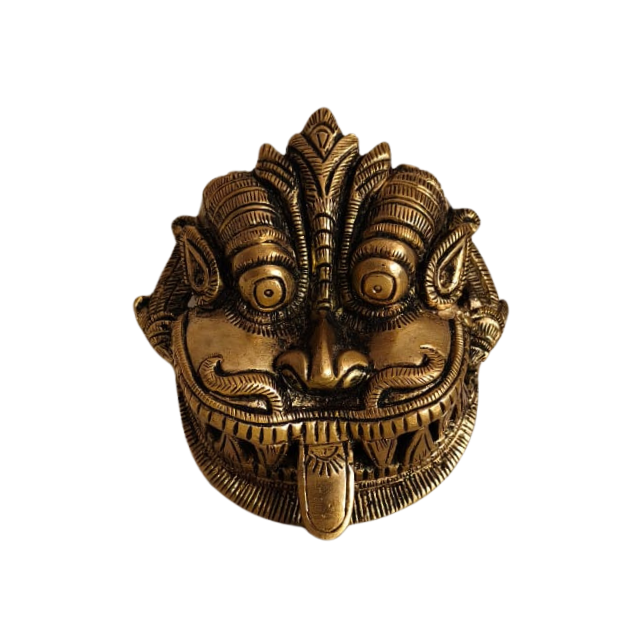 Fierce Brass Kirtimukha Wall Mask - Guardian Protector Face
