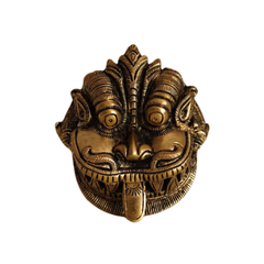 Fierce Brass Kirtimukha Wall Mask - Guardian Protector Face