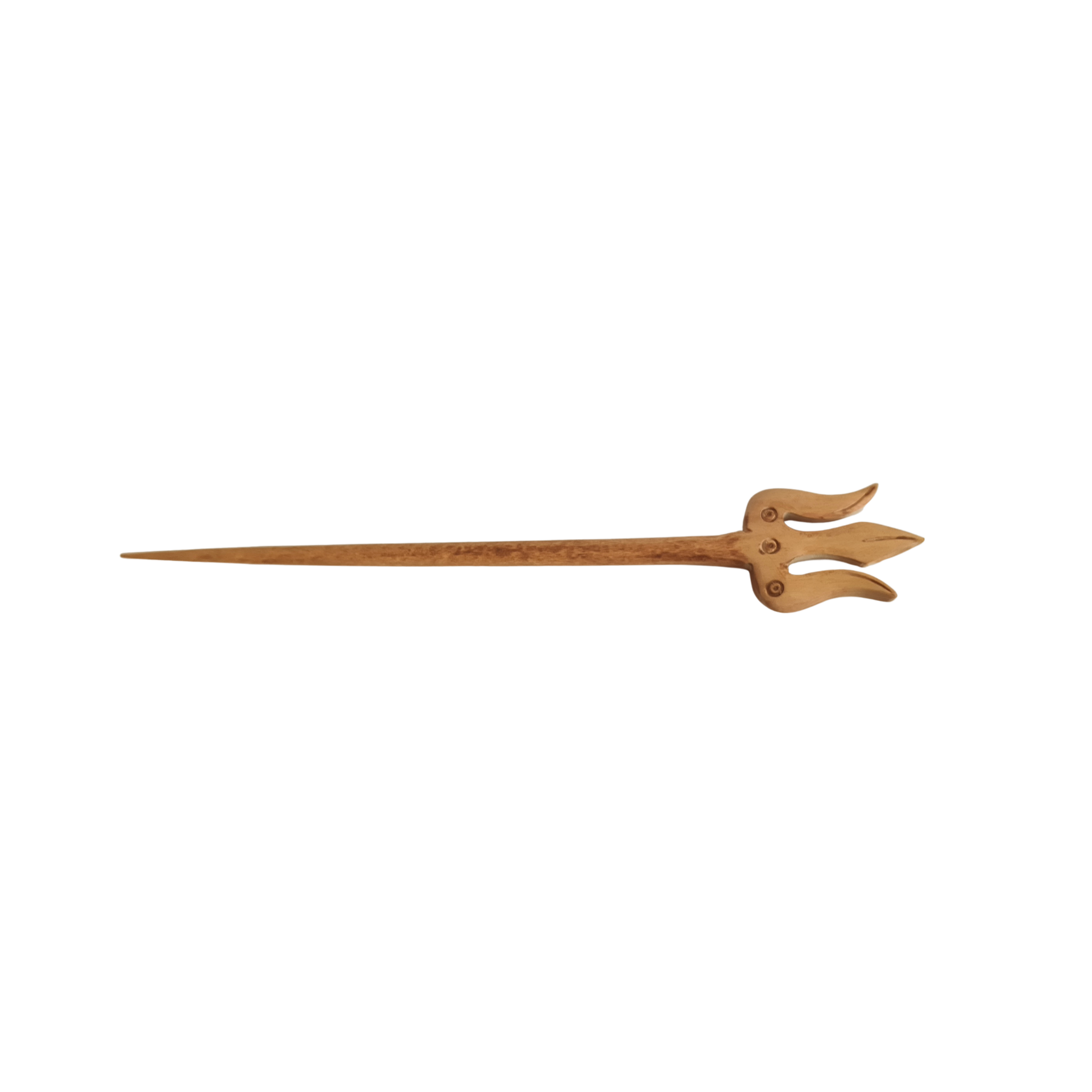 Hand-Carved Wooden Trishula Hair Stick / Hair Pin