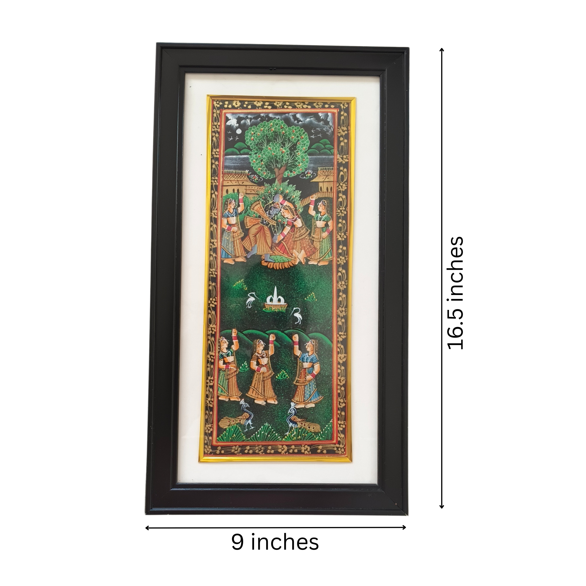 Krishna and Radha With Gopikas Miniature Art