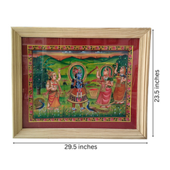 Vrindavan in Bloom - Krishna’s Holi Revelry Miniature Painting