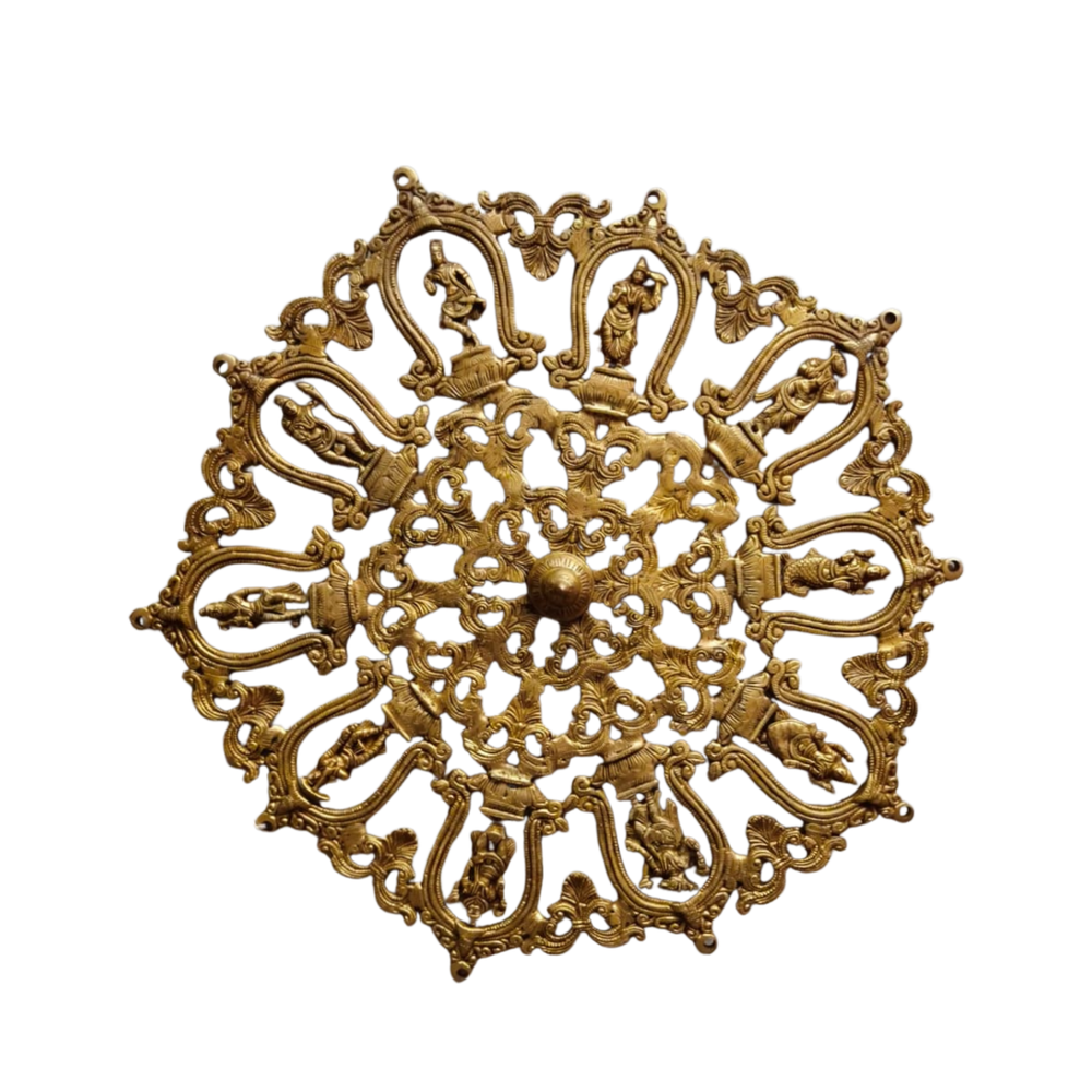 Dashavatara Brass Wall Hanging - Handcrafted 10 Avatars of Vishnu Circular Wall Art   Brass Artwork