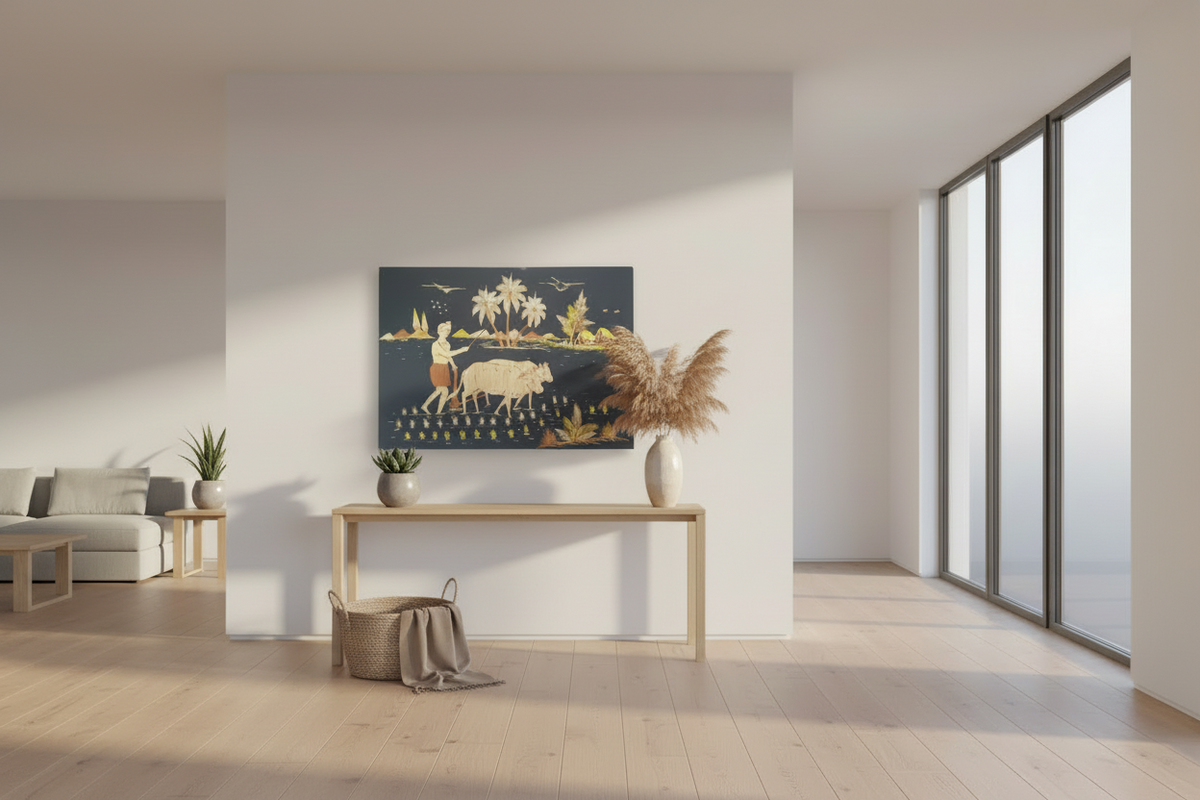 A Day in the Paddy Field Farmer   wall decor