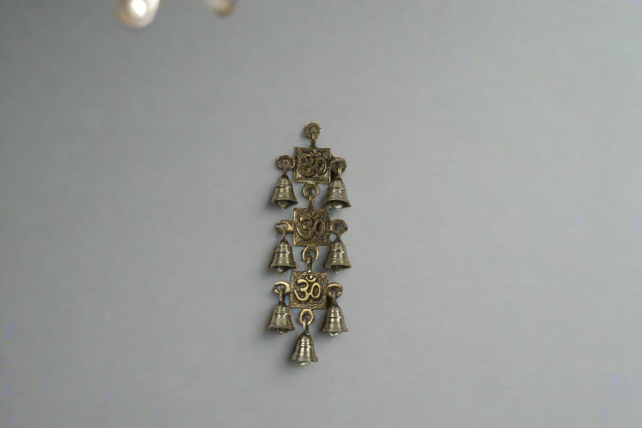 Brass Om Bell Wall Hanging – Perfect for Meditation and Prayer Spaces