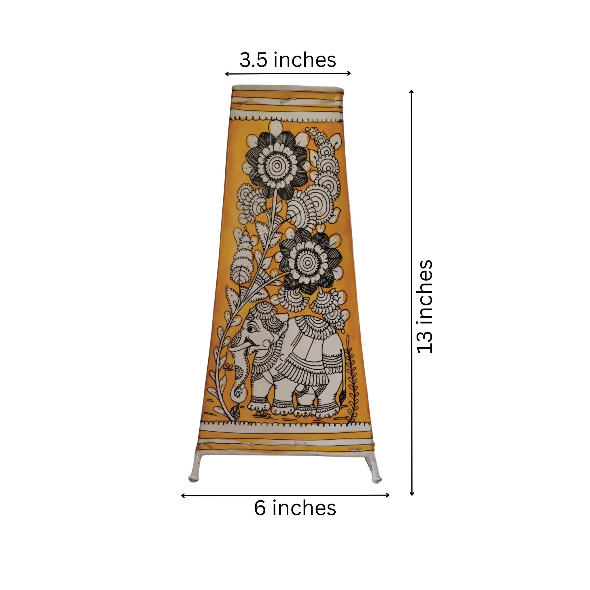 Artistic Hand-Painted Indian Leather Lamp with Elephant Motif
