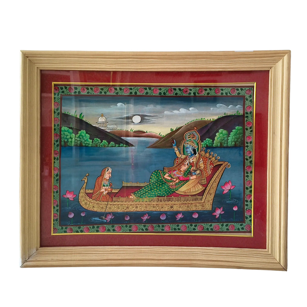 Radha and Krishna's Moonlit Journey Painting   Paintings