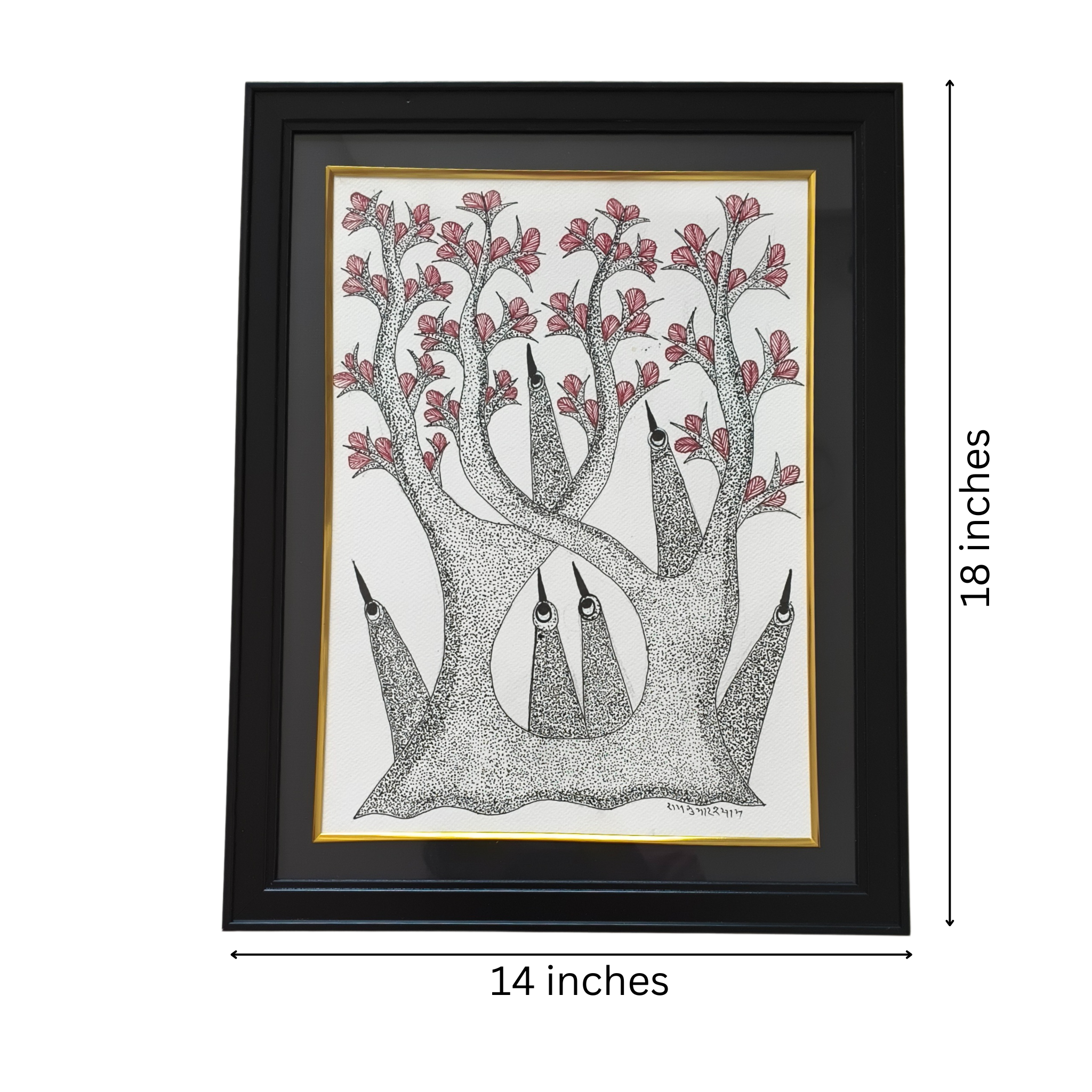 Guardians of the Blooming Tree – Gond Painting
