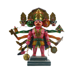 Handcrafted Panchamukhi Hanuman – Spiritual Decor for Protection & Power   Wooden Lacquerware