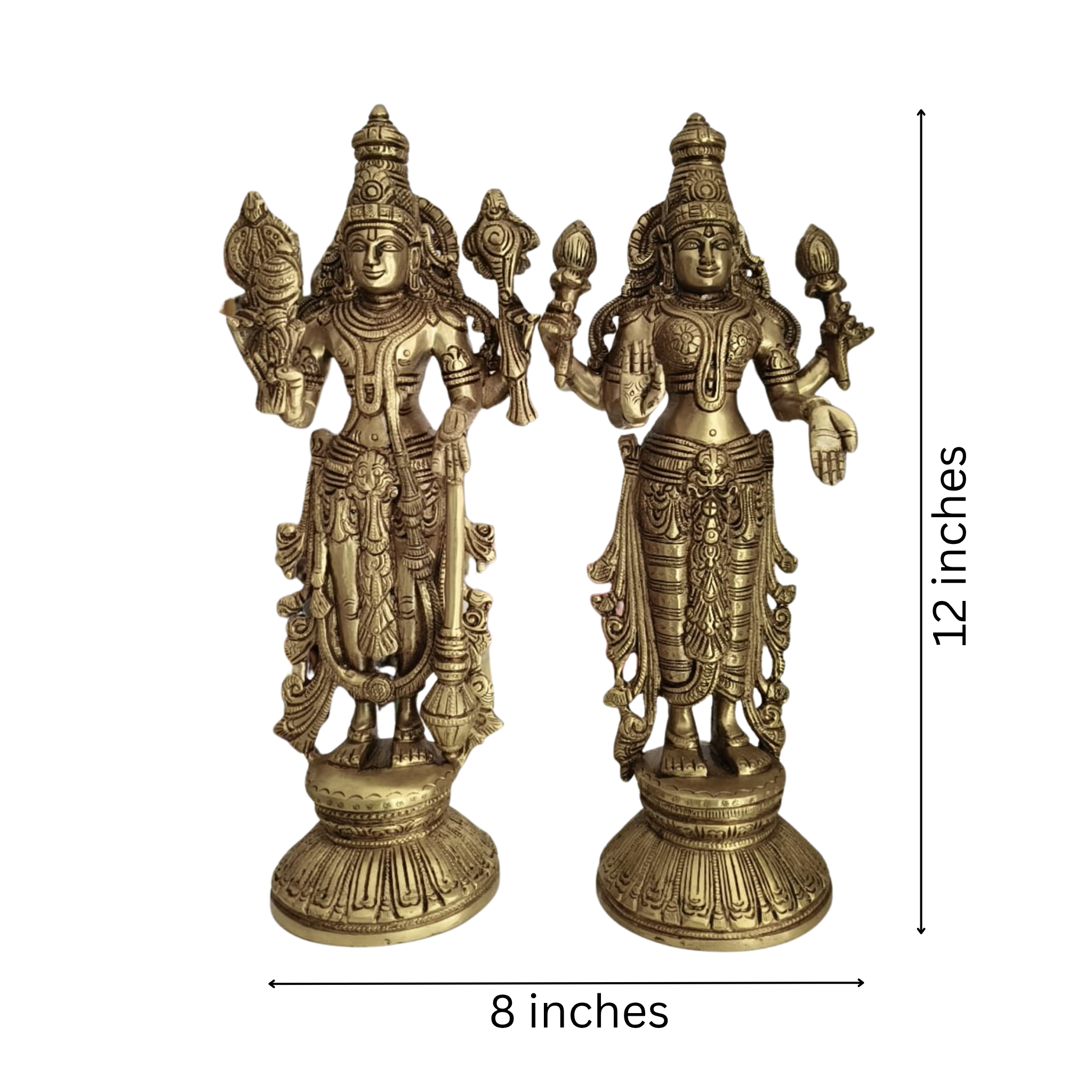 Divine Brass Vishnu Lakshmi Idols Set – Traditional South Indian Handcrafted Art