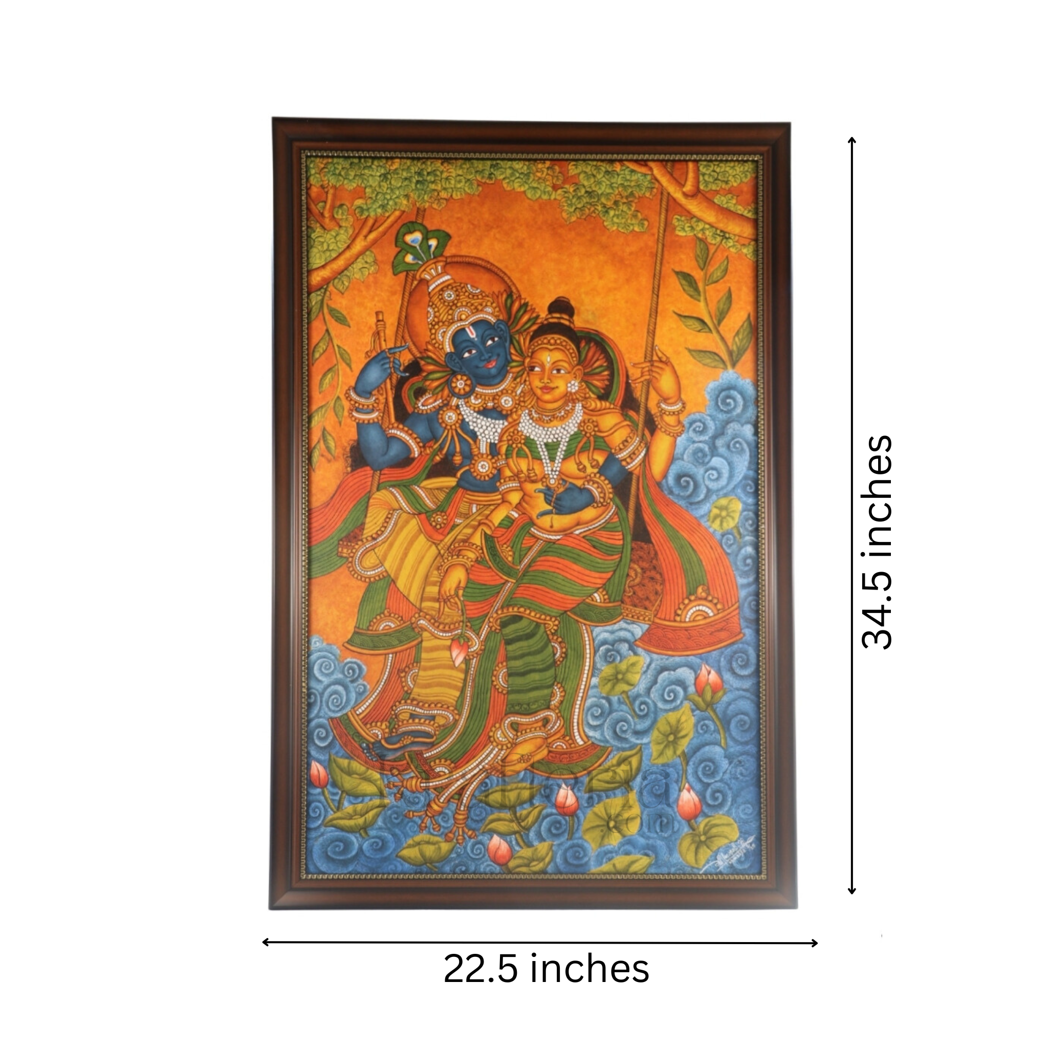 Radha Krishna on Swing –Kerala Mural Art