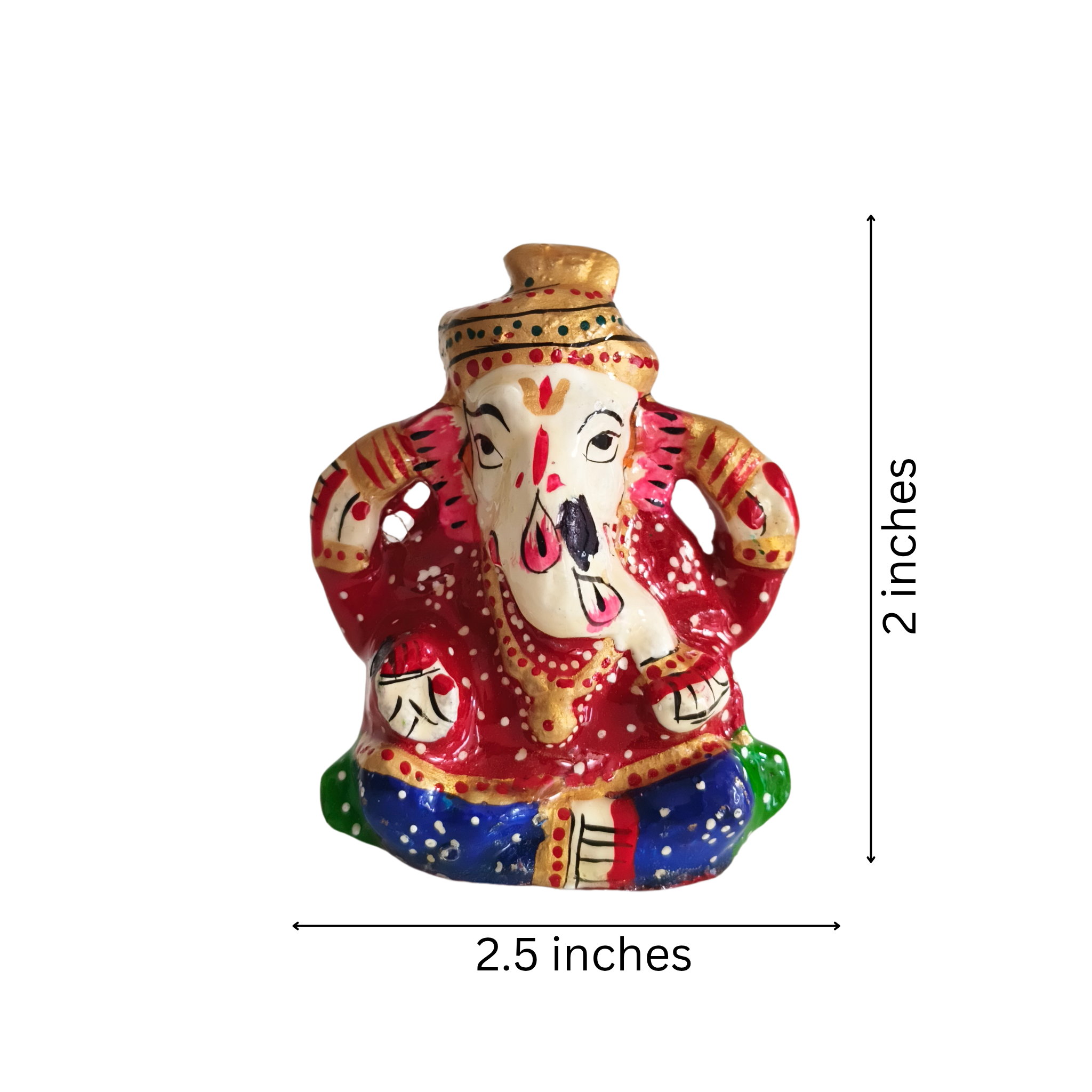Artisan Hand-Painted Ganesha Idol - Royal Red & Blue Meenakari Finish