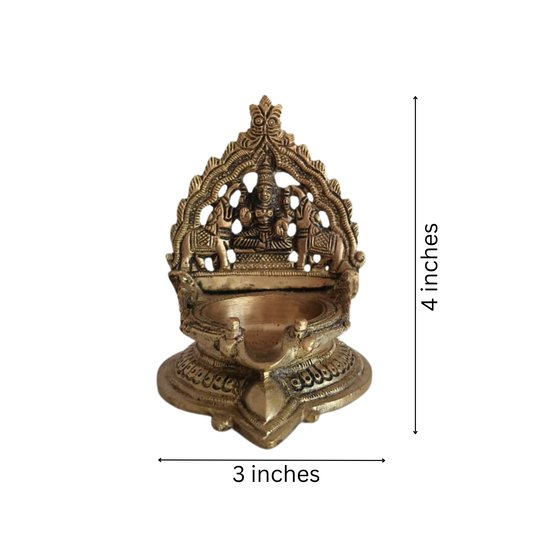 Brass Gaja Lakshmi Diya (Oil Lamp with Elephants)