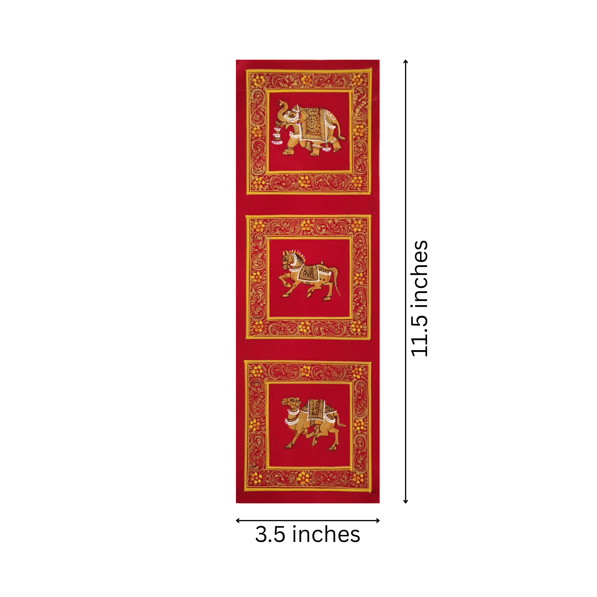 Golden Animal Miniatures on a Scarlet Background Painting