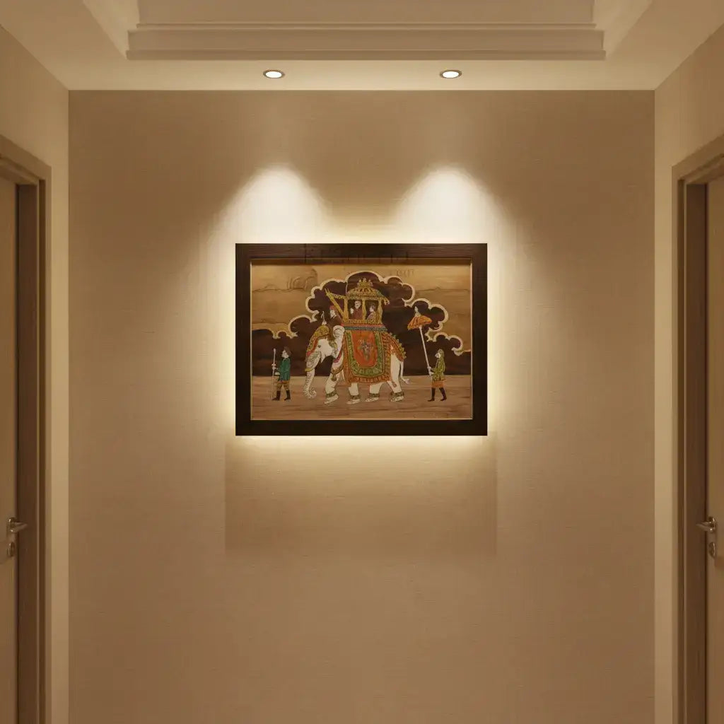 Handmade Rosewood Inlay Ambari Frame – Traditional Artistic Décor   Inlay Art