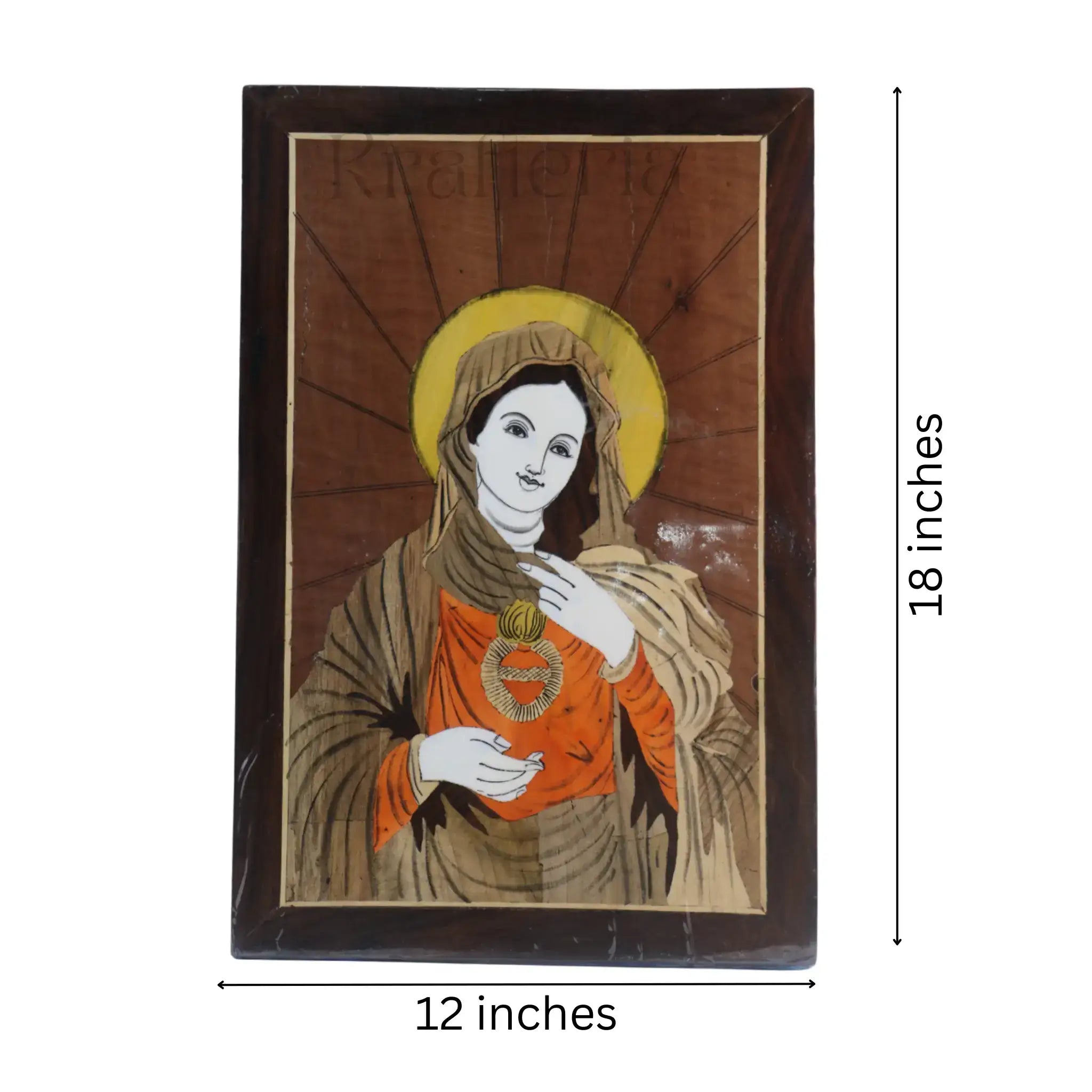 Mother Mary (Mary Mata) in Rosewood Inlay – Handcrafted Spiritual Wall Frame Arun