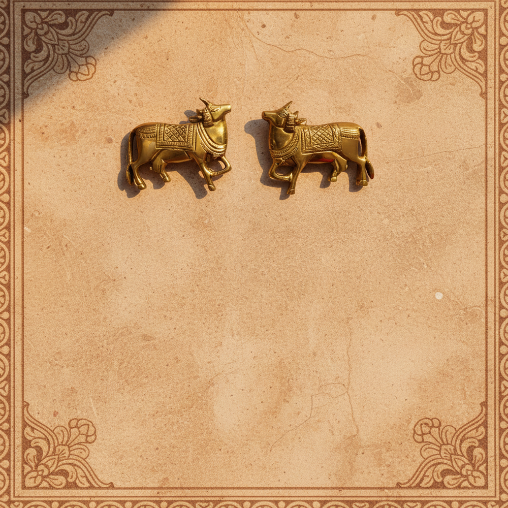 Sacred Golden Brass Nandi Wall Hanging / Decor Idol   Brass Ware