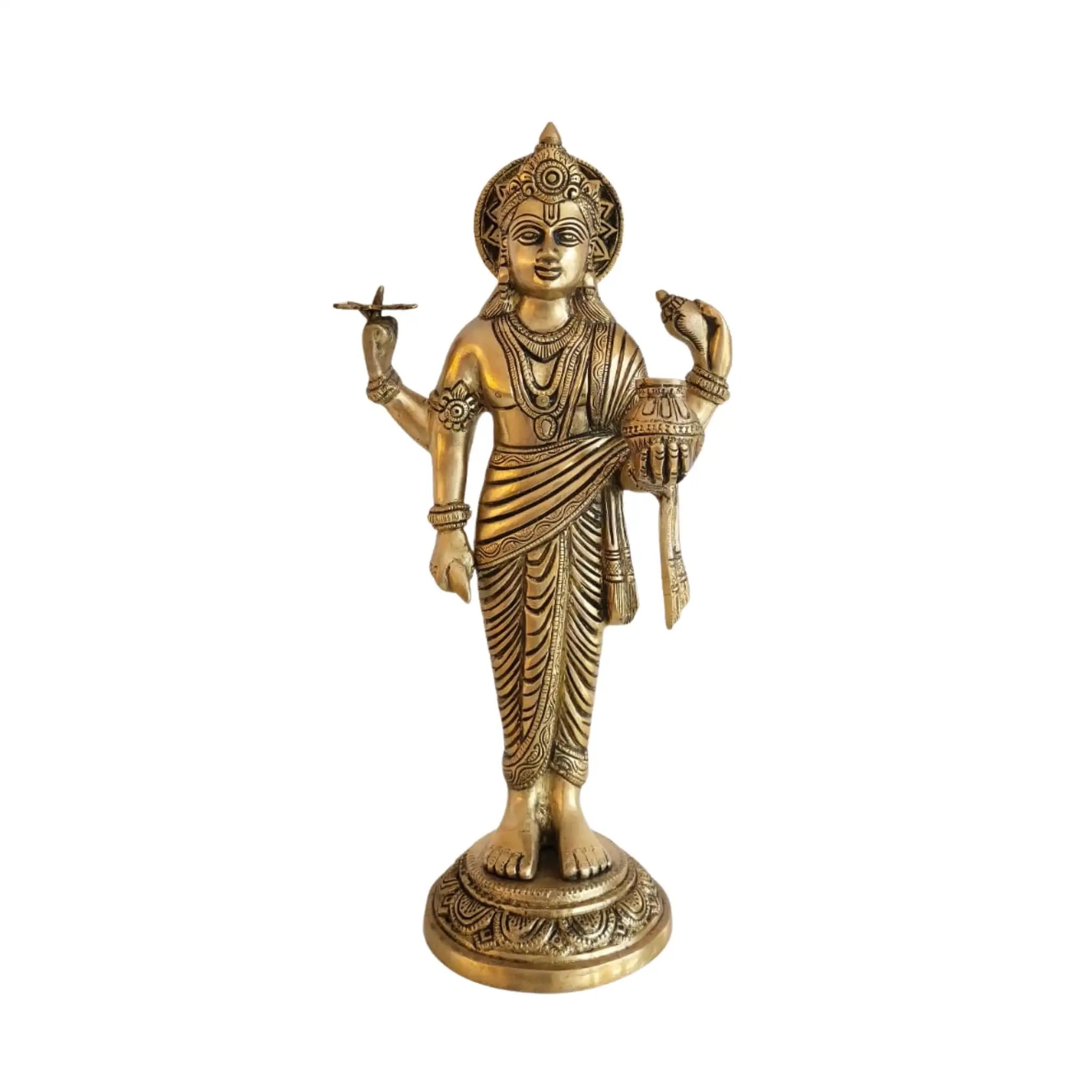 Standing Brass Idol of Lord Dhanvantari   Brass Ware