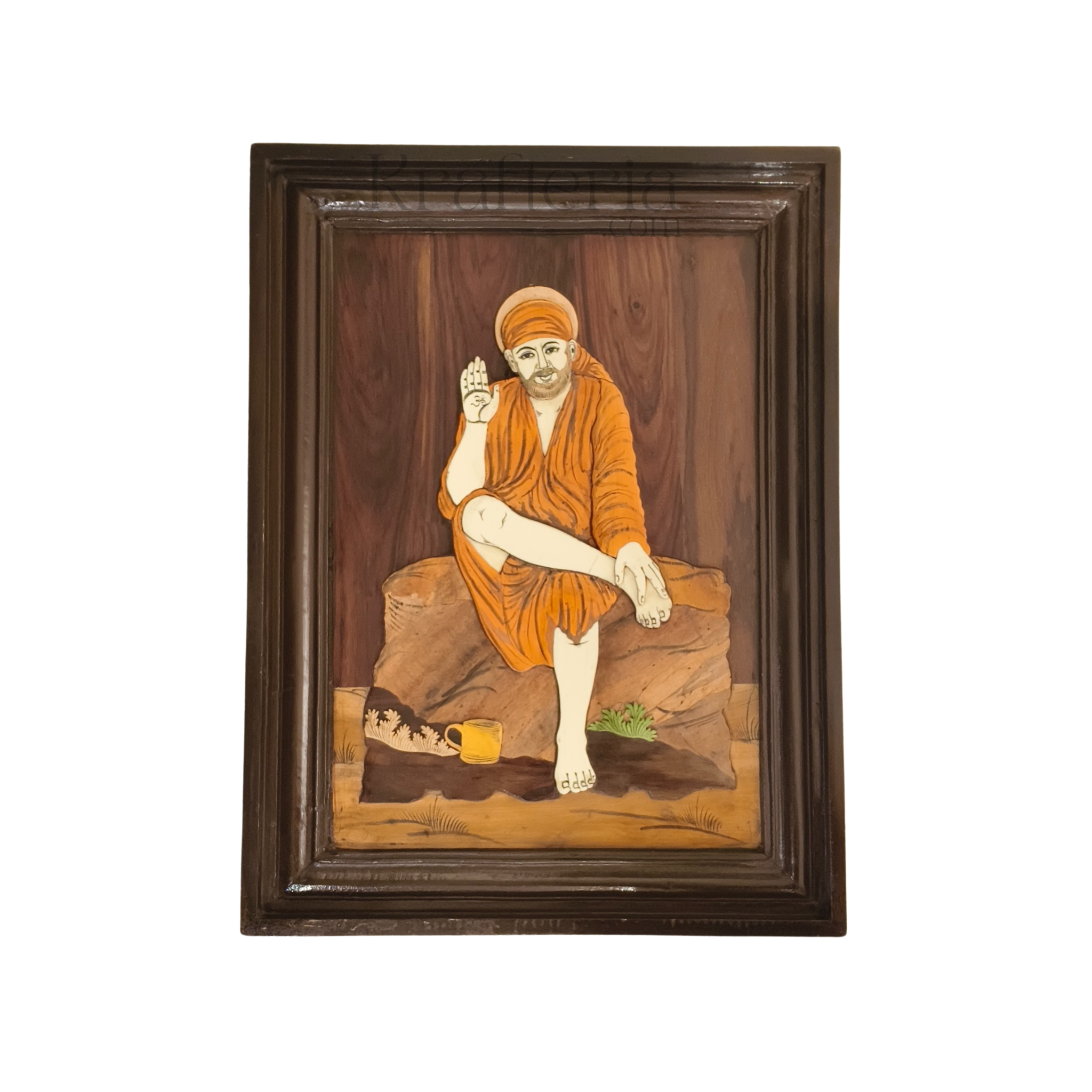 Sai Baba – The Eternal Guide in Wooden Inlay
