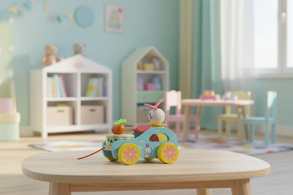 Handcrafted Channapatna Pull Toy for Kids – Wooden Pull-Along Toy   Wooden Lacquerware&toys