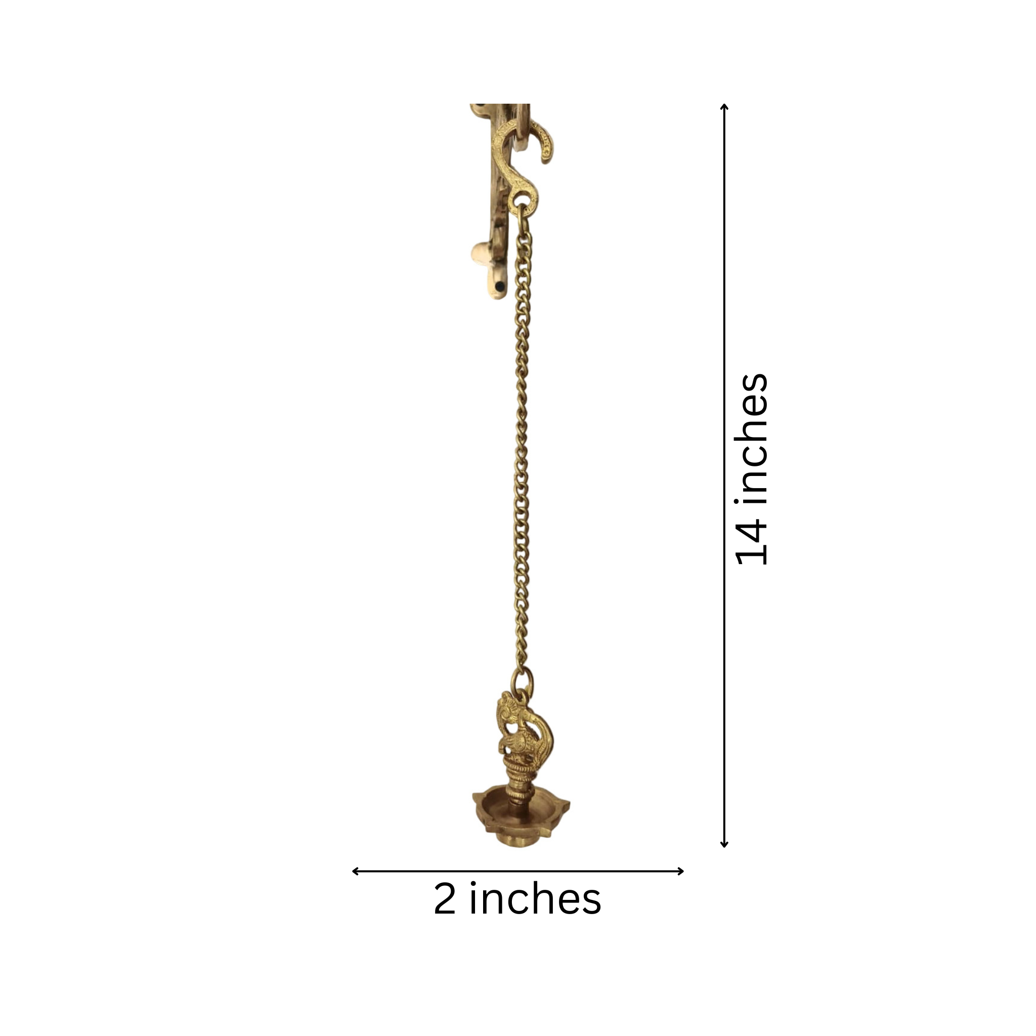 Traditional Brass Hanging Oil Lamp (Diya) with Peacock and Bell