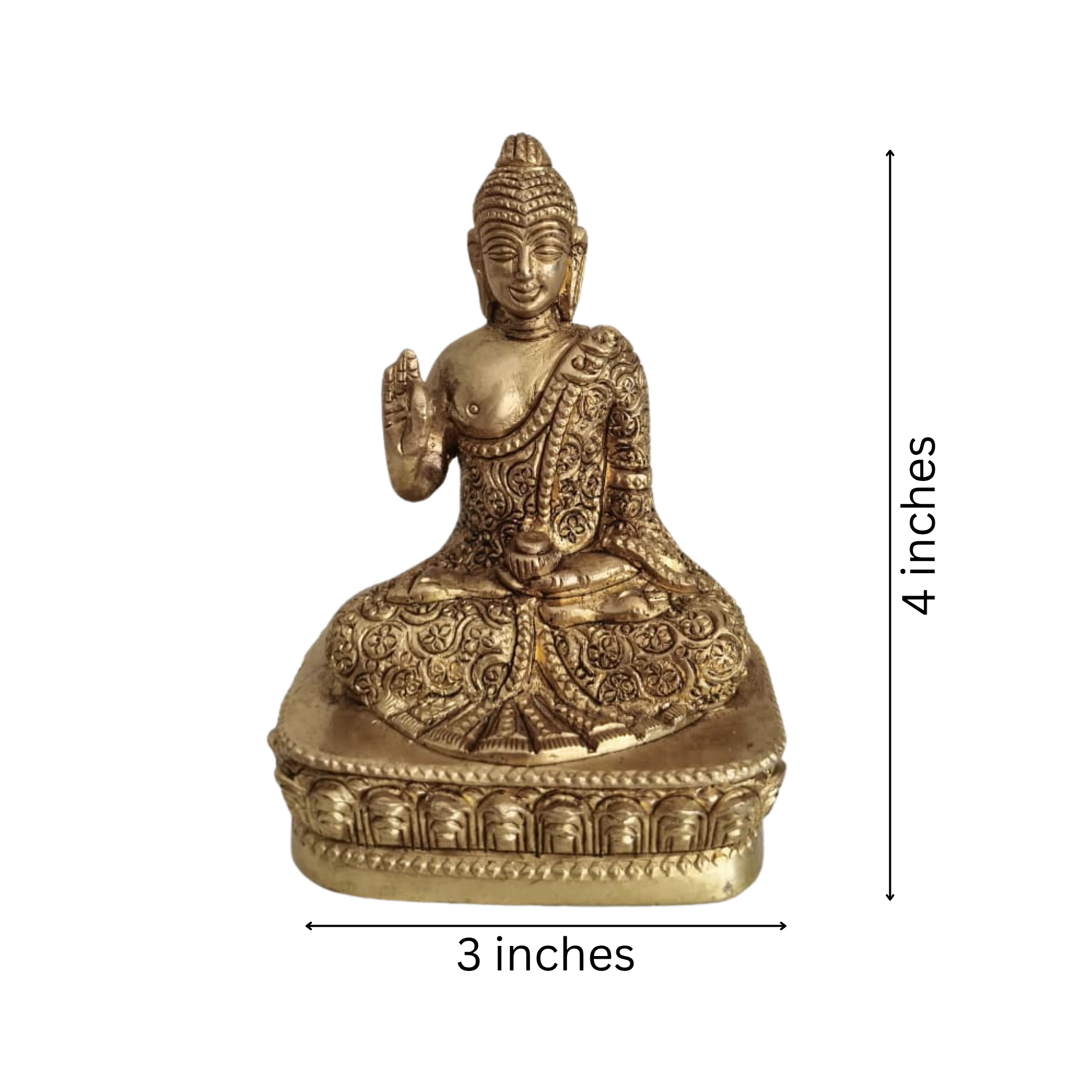 Brass Meditating Buddha Idol in Abhaya Mudra – Symbol of Peace