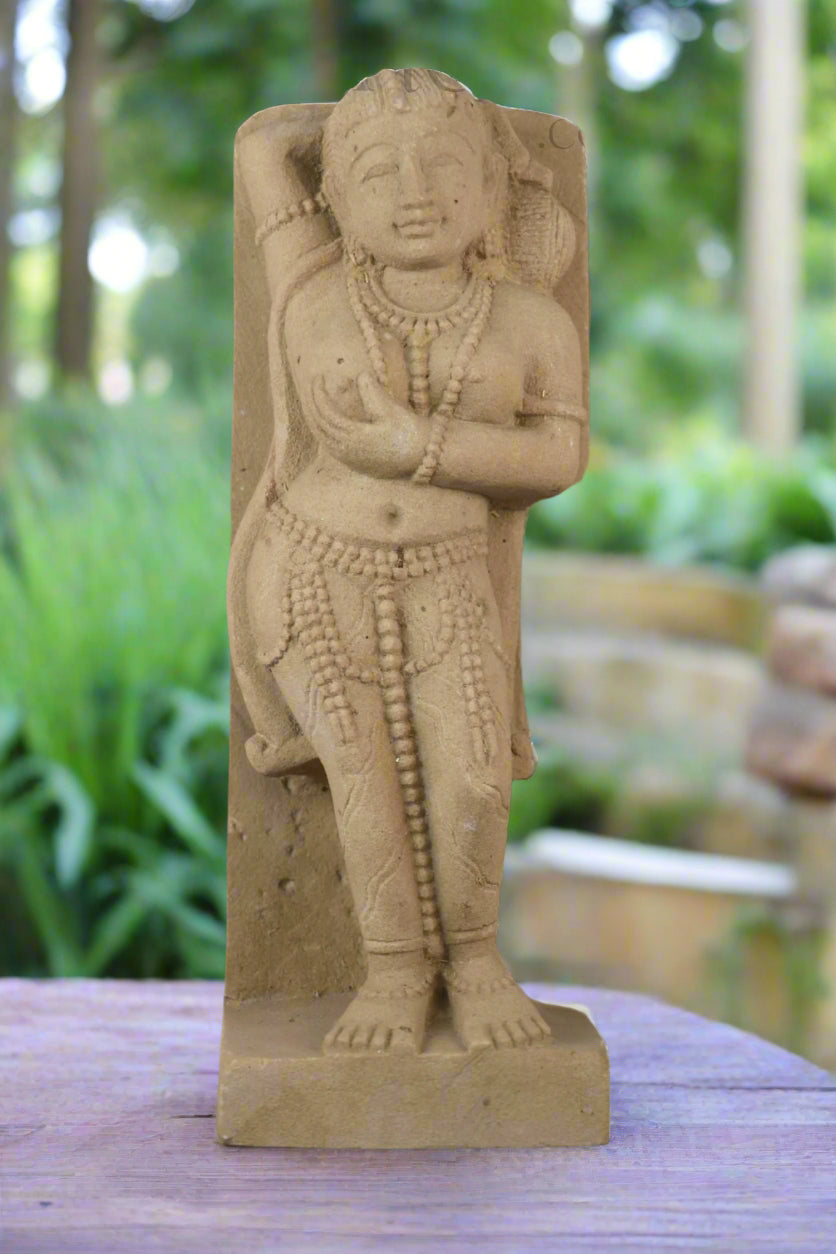 Ancient Elegance - Sandstone Relief of a Celestial Being
