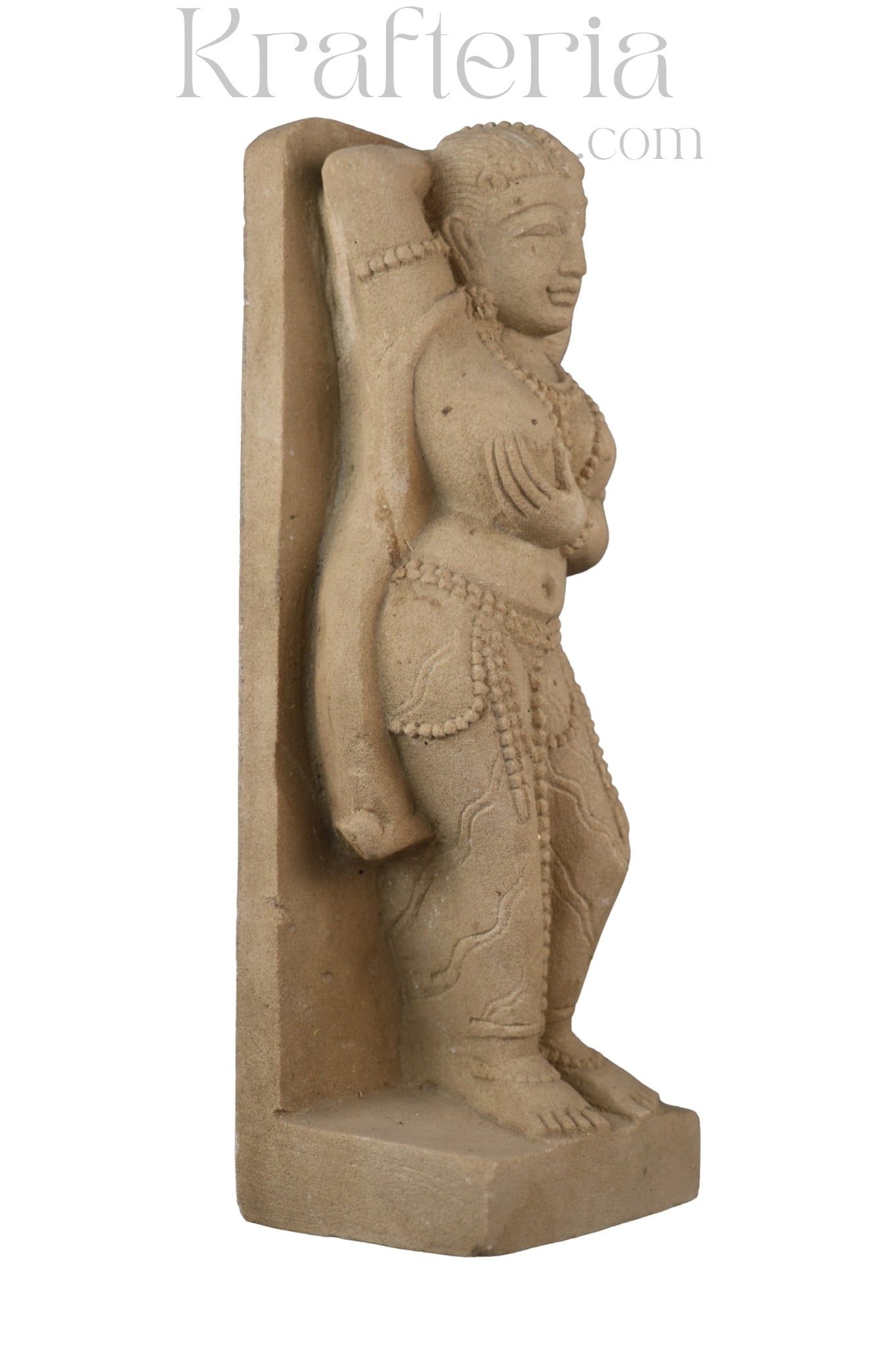 Ancient Elegance - Sandstone Relief of a Celestial Being