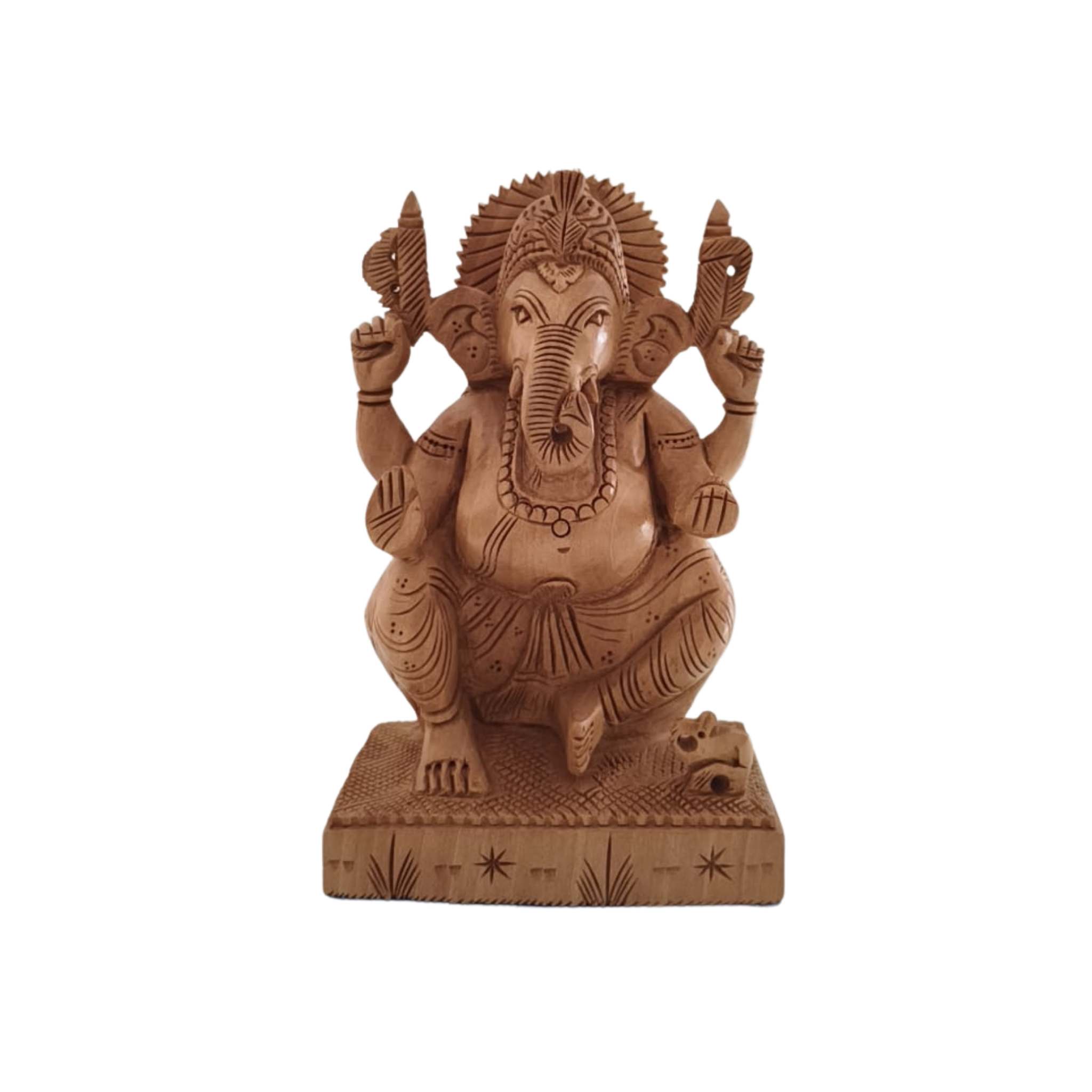 Handcrafted Lord Ganesh Idol with Crown | Decorative Spiritual Art