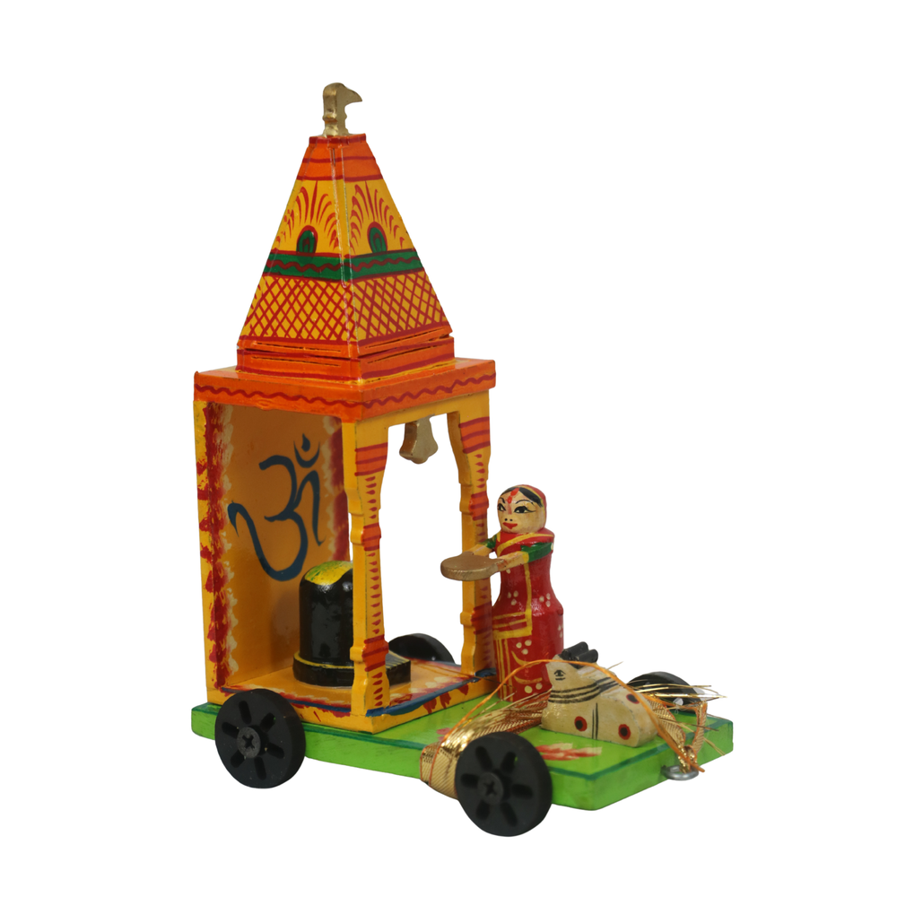 Hand-Painted Shiva Mandir – Traditional Wooden Decorative Temple for Home   Wooden Lacquerware