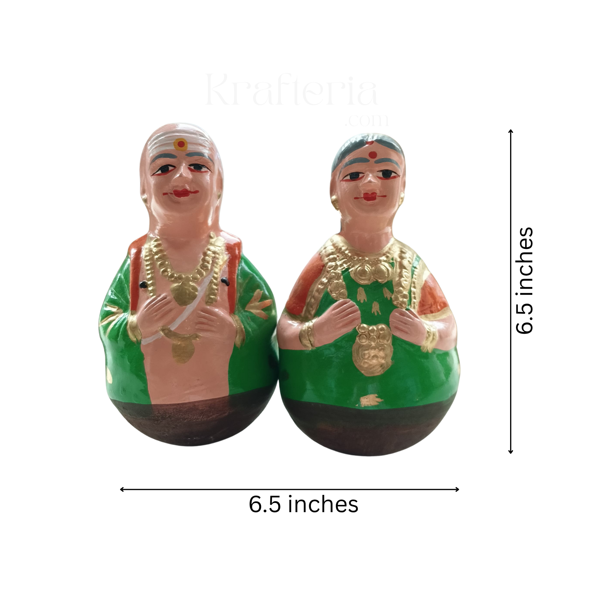 Handcrafted Golu Dolls – Tamil Folk Aachi, Chettiyar, Grandparents Set